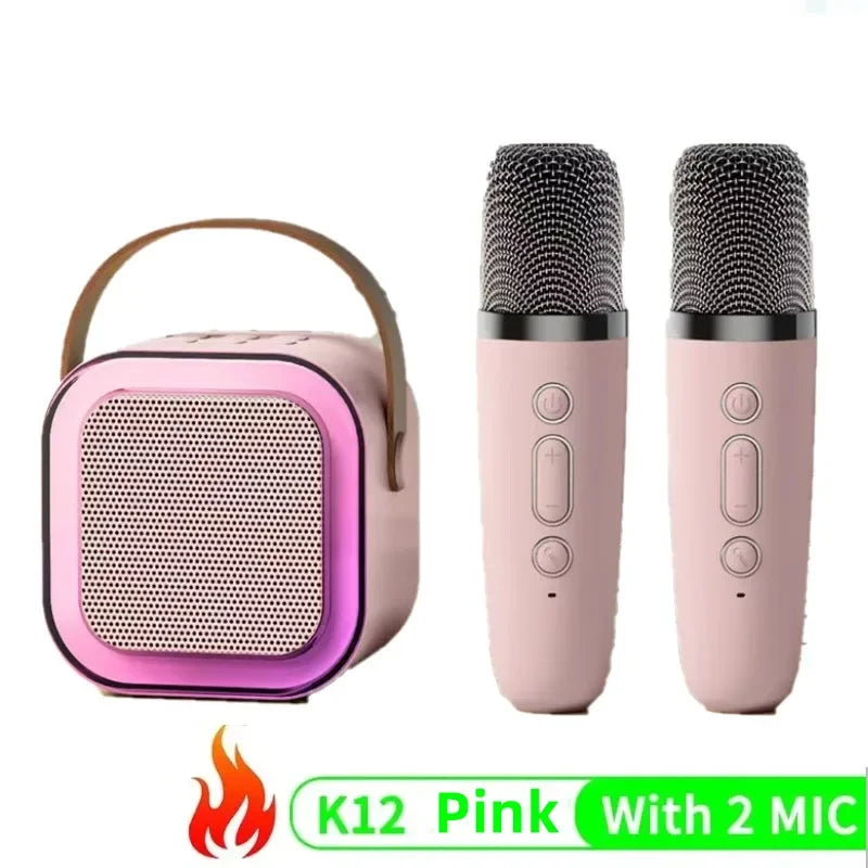 K12 Bluetooth Karaoke Machine Portable 5.3 PA Speaker System with 1-2 Wireless Microphones Home Family Singing Children'S Gifts