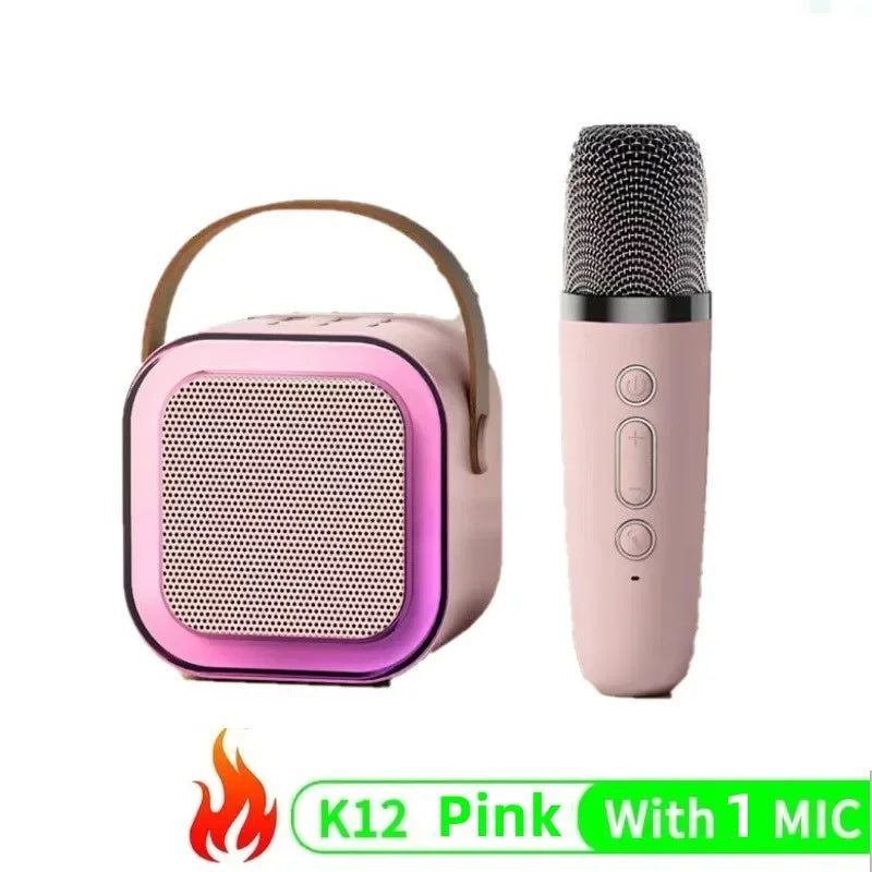 K12 Bluetooth Karaoke Machine Portable 5.3 PA Speaker System with 1-2 Wireless Microphones Home Family Singing Children'S Gifts